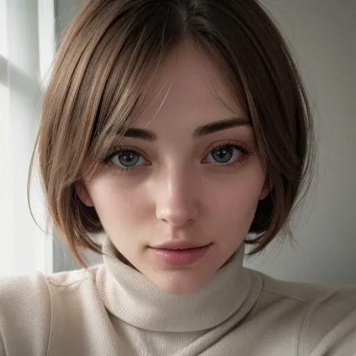 <lora:jennifervandamsel_sd15_512_128_64_v1:1> 1girl solo looking at viewer wearing a turtleneck sweater epiCRealism