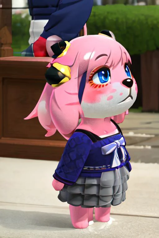 best quality, professional lighting, super detailed, realistic, beautiful detailed eyes<lora:aca:1> furry, chibi, animal ears, tail, outdoor, <lora:aniya:0.8>
