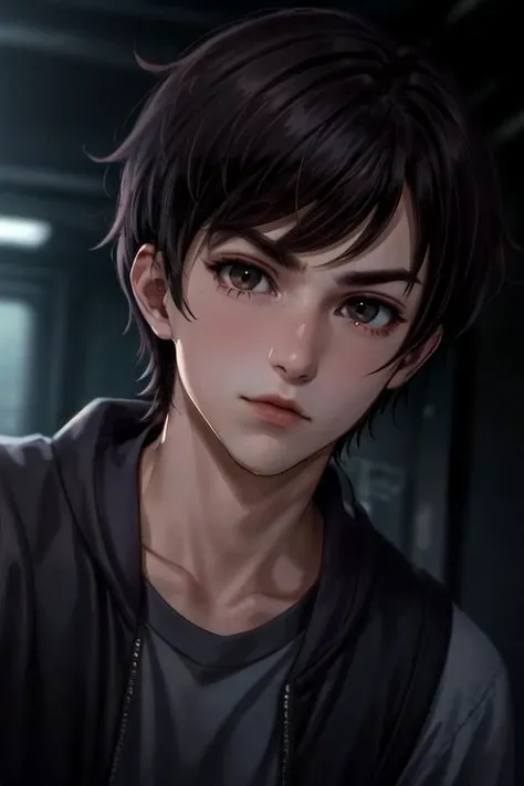 (best quality:1.1), (masterpiece:1.4), sketch, 1boy, solo, male focus, looking at viewer, , depth of field, , , <lora:ren_nishina:0.8>, ren_nishina, , , The Vale of Shadows: A dark and foreboding valley where no sunlight ever penetrates, 8k resolution
