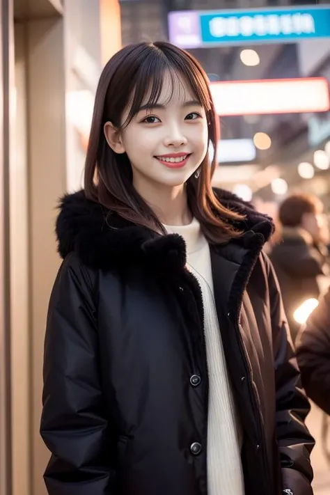 (8k, RAW photo, best quality, masterpiece:1.2), (realistic, photo-realistic:1.37),1girl,smile,medium longth hair,fur collar, coat, black jacket,fur trimmed jacket,fur-trimmed coat,black legwear, black shorts, solo focus, looking at viewer, facing front, light,cute,cityscape, night, rain,floating hair,white skin,<lora:bingbingDoll_bingbingV01:1>,PureErosFace_V1,(ulzzang-6500-v1.1:0.3),
