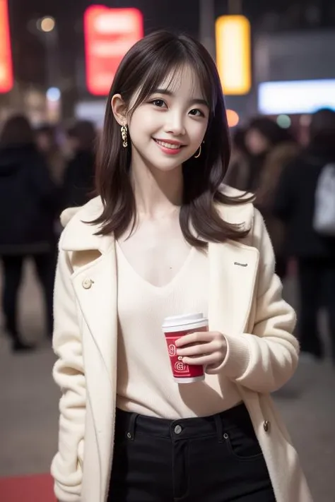 (8k, RAW photo, best quality, masterpiece:1.2), (realistic, photo-realistic:1.37),1girl,smile,medium longth hair,fur collar, coat, black jacket,fur trimmed jacket,fur-trimmed coat,black legwear, black shorts, solo focus, looking at viewer, facing front, light,cute,cityscape, night, rain,floating hair,white skin,<lora:bingbingDoll_bingbingV01:1>,PureErosFace_V1,(ulzzang-6500-v1.1:0.3),