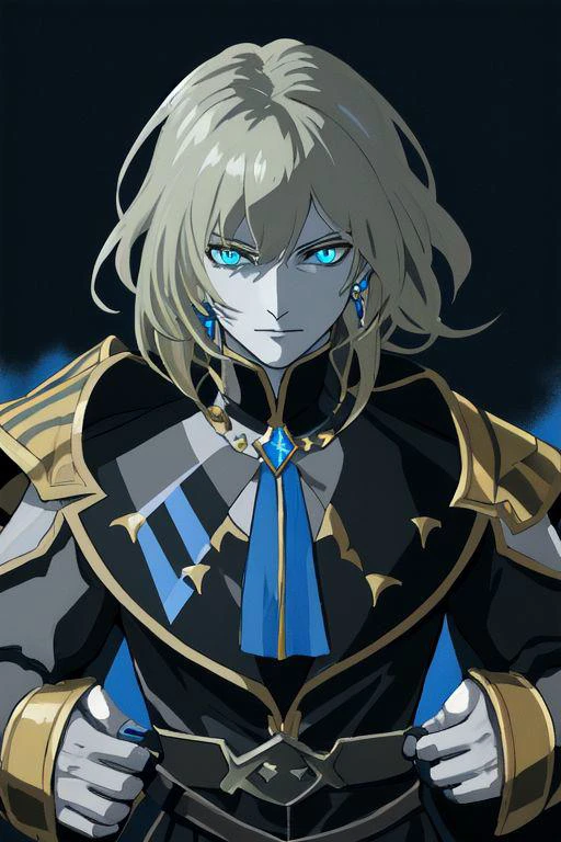 Dark Fantasy Castle Medieval Solo Portrait Closeup (Muscular) lean Crusader silver radiant-silver blue (black white (checkered)) (Diamond-checker-jacket) (Diamond-shaped pattern) (Noble Heroic) Killing-intent aura colorful dust-cloud (Epic Legendary Lighting) Dark Shadowed (Anime-Protagonist Hero) Fluffy-hair mullet bob-cut ((glowing-gold-blonde-hair)) glowing-blue-silver-eyes fair-skin Youthful Hero paladin unarmoured ((Howl Ghibli)) male