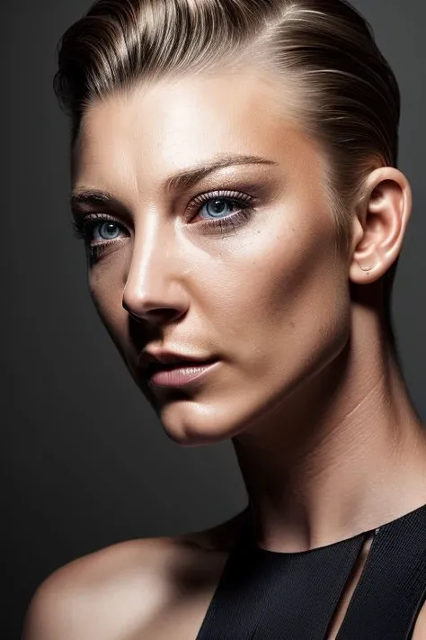 full color portrait of sks woman, (oiled shiny skin:1.0), undercut hair,
masterpiece, best quality, sharp focus, highres 8k uhd, ultra-detailed, rim light, (grey background:1.0),
 <lora:CR-NatalieDormer_v10-malcolmrey:1.1>