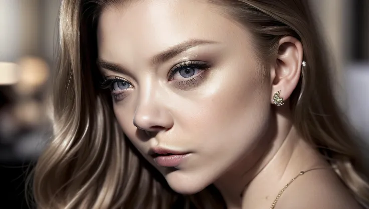 Ultra realistic high definition micro detail sks woman, Natalie Dormer real life actress,  Ultra realistic high definition micro detail thick sexy glossy lips, Ultra realistic high definition micro detail moisturized skin, Ultra realistic high definition micro detail relaxed face,  Ultra realistic high definition micro detail short nails, Ultra realistic high definition micro detail real life hair style, Random jewlery, Seductrice intense sexy look, Ultra realistic provocative sheer dress, Hands have 4 fingers and 1 Thumb,  Professional studio warm lighting, Professional cinematic sexy scene photo,  ((((Look at viewers)))), <lora:locon_natalie_v1_from_v1_64_32:1>