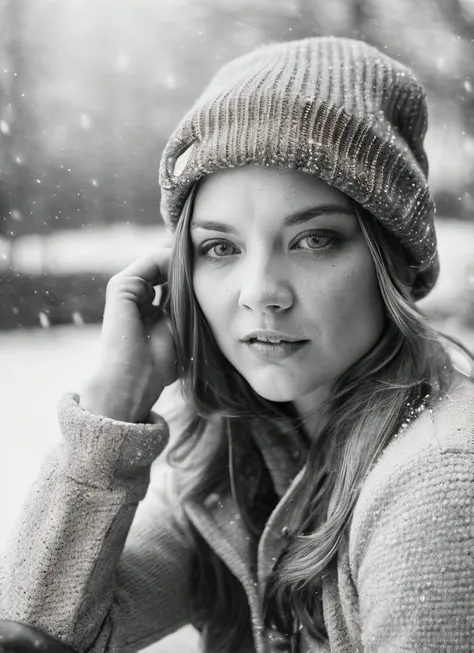 analog style, modelshoot style, RAW photo of a sks woman, sitting in outdoor car ,winter ,snowy , ((wearing cap)), (detailed face), grunge, ((visual kai)),  ((full body)), (high detailed skin:1.2), 8k uhd, dslr, soft lighting, high quality, film grain, Fujifilm XT3, <lora:locon_natalie_v1_from_v1_64_32:1.3>