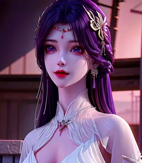 best quality, masterpiece, highres, 1girl, Yun Xi, multicolored dress, hair accessories, purple eyes, long hair, purple hair, earrings, mouth mask, face mask, nsfw, (nude), (nipples), (small breasts:1.2), jewelry,Beautiful face,upon_body, tyndall effect,photorealistic, dark studio, rim lighting, two tone lighting,(high detailed skin:1.2), 8k uhd, dslr, soft lighting, high quality, volumetric lighting, candid, Photograph, high resolution, 4k, 8k,  outdoors, <lora:YunXi:1>