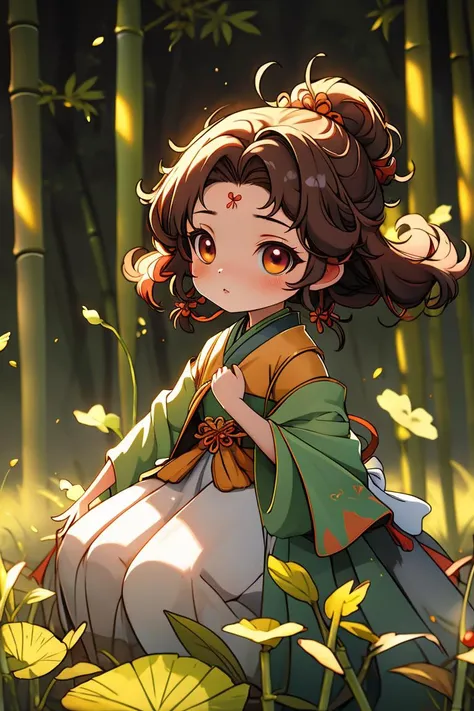 Best quality, masterpiece, 1 girl, chibi,perm,(floating hair), slg,forest,depth of field, grass, ,bamboo forest background
<lora:Guofeng blindbox_20230706102852:1>