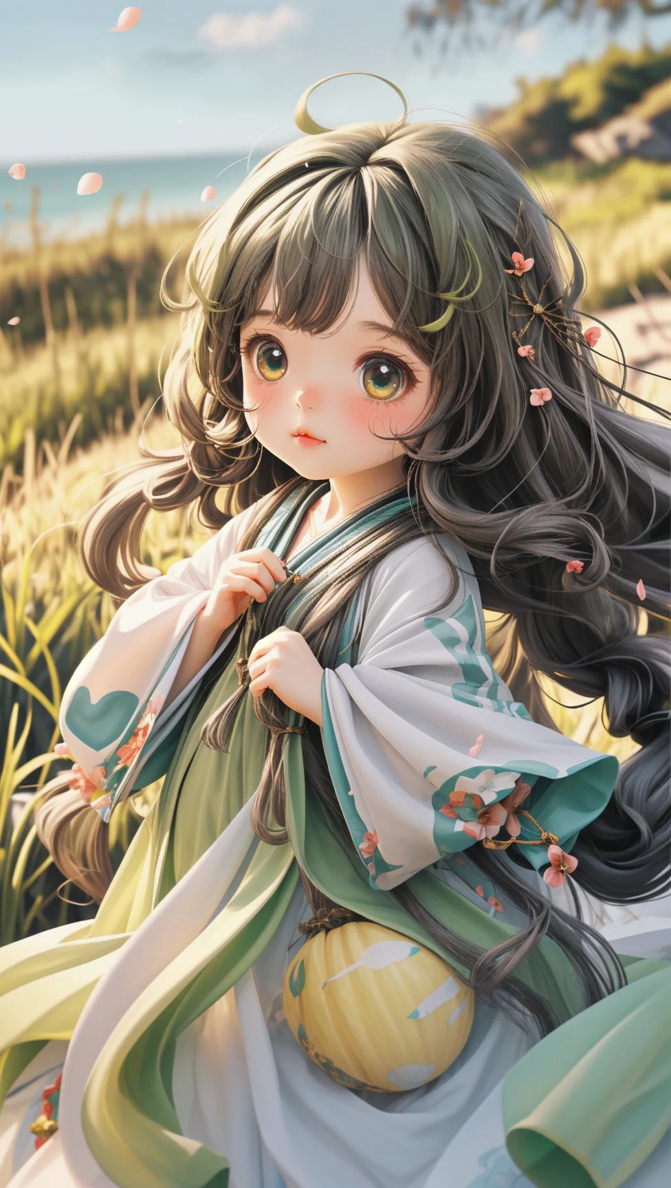 1girl,beach waves,(floating hair),
slg,grass,depth of field,chibi, ,(cute,fat:1.2)
<lora:slg_v11:0.7> <lora:Guofeng blindbox_20230706102852:0.8>