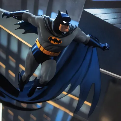 Hyperrealistic art of  <lora:Batman The Animated Series Style:1.5>
In Gotham City a night-wing man in a blue costume Batman The Animated Series Style, Extremely high-resolution details, photographic, realism pushed to extreme, fine texture, incredibly lifelike