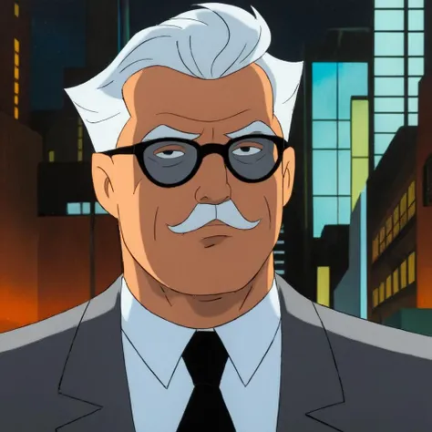 anime artwork of <lora:Batman The Animated Series Style:1.2>
Commissioner James "Jim" Gordon In Gotham City a character with a mustache and glasses and grey hair Batman The Animated Series Style, anime style, key visual, vibrant, studio anime, highly detailed
