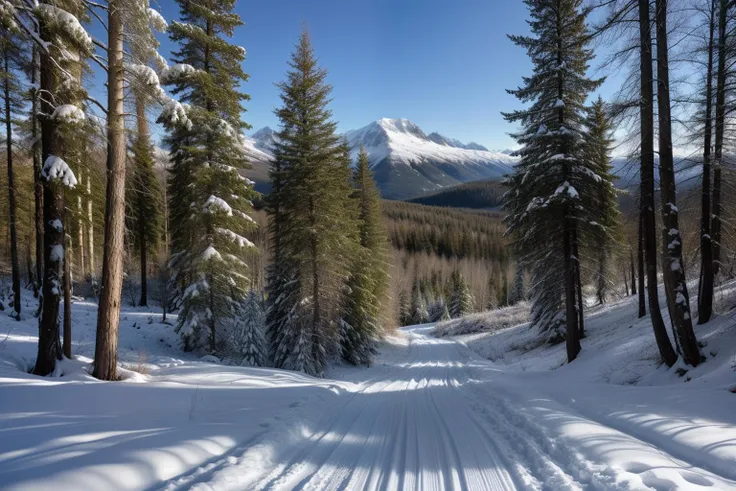 beautiful snowy mountain forest