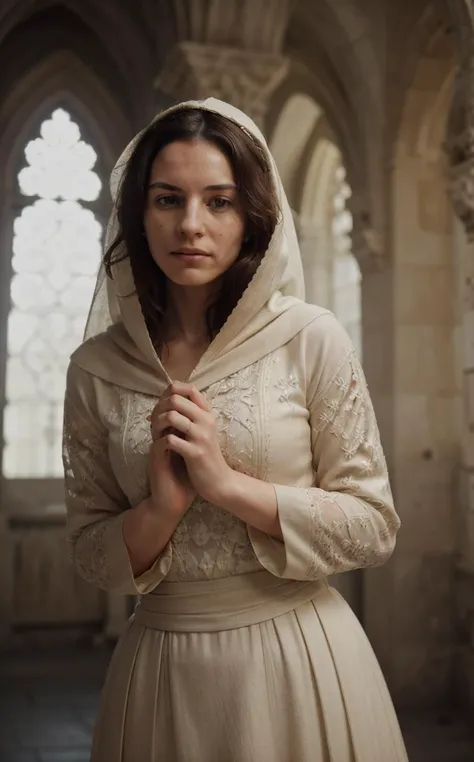 (Two-shot:1.5),([style of Jovana Rikalo, OverallDetail:style of Liam Wong, HairDetail SkinDetail:0.6]:1.5), chiaroscuro, (Layered Depth, Soft focus foreground:1.1),(moody atmospheric cinematic establishing shot of gorgeous woman, highly detailed background:1.2), volumetric lighting, subsurface scattering, dynamic pose, (special effects, color grading, fractal fantasy aura),(dynamic pose:1.4), (Scribe in a Monastic Scriptarium (8th Century:1.4), A woman in her early 20s, her slender fingers skilled from years of meticulous work. Her hair, in an updo, is neatly tucked under a simple veil, as is customary in her monastic life. She wears the plain but dignified robes of her order, usually in undyed wool, signifying her devotion to her spiritual and scholarly pursuits.