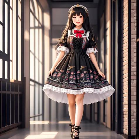 Masterpiece, high quality, 4K, beautiful design, shiny, from the front, award winning photo, extremely detailed, amazing, fine detail, absurdres, by lee jeffries nikon d850 film stock photograph 4 kodak portra 400 camera f1.6 lens rich colors hyper realistic lifelike texture dramatic lighting unrealengine trending on artstation cinestill 800 tungsten, smiling,
lofa, a girl in a dress and shoes is walking, lower body focus ,woman wearing lofa, teddy bear print, ribbons, frills,
<lora:BisqueDolls:0.9>
