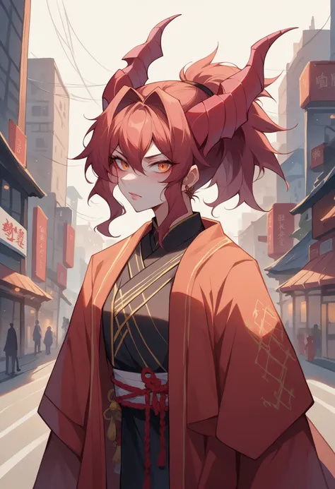 score_9, score_8_up, source_anime, female, the swords of the dragonborn, in the style of neo-traditional japanese, magali villeneuve, intensity, urban and edgy, xiaofei yue, dark crimson and orange, traincore,