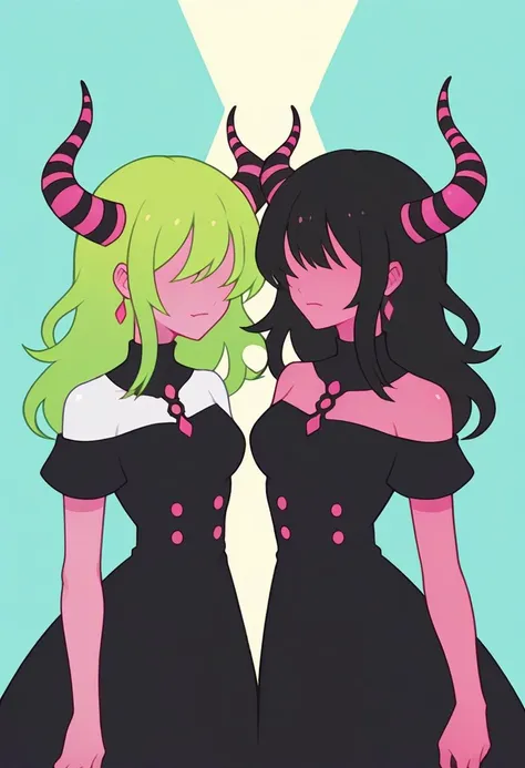 score_9, score_8_up, score_7_up, source_anime, <lora:PonyMinimalStyle:1>, MinimalStyle, female, simple, faceless female, vector, demon, horn, black hair, bangs, black dress, medium breasts, Combine disruptive colors like electric pink, acid green, and fluorescent orange, generating a bold and attention-grabbing mix that challenges traditional color schemes, Slate Stone Gray color, Fluorescent Blue color,