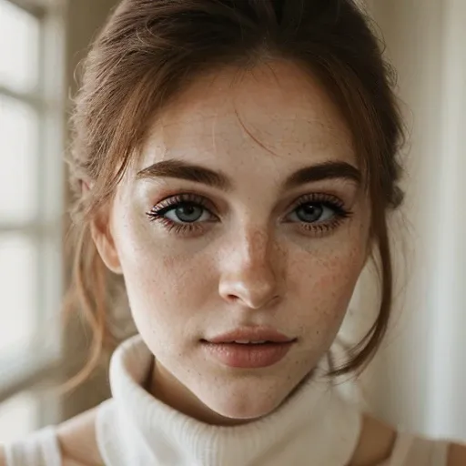 <lora:danielleboker_sd15_512_128_64_v1:1> 1girl solo looking at viewer wearing a turtleneck sweater epiCRealism