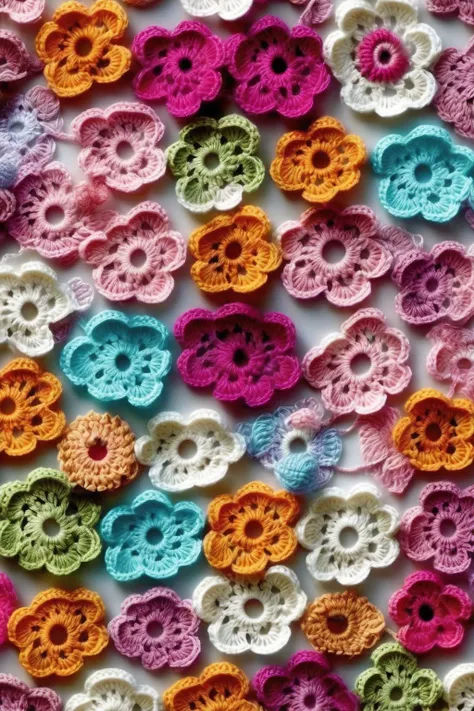 <lora:CROCHETED:1>CROCHETED - crochet floral patterns background