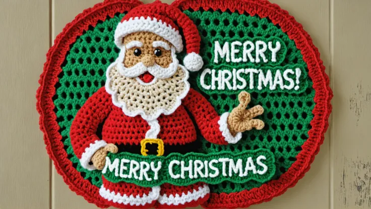 <lora:CROCHETED:1>CROCHETED Photo of Santa with a text bubble that says "Merry Christmas!"