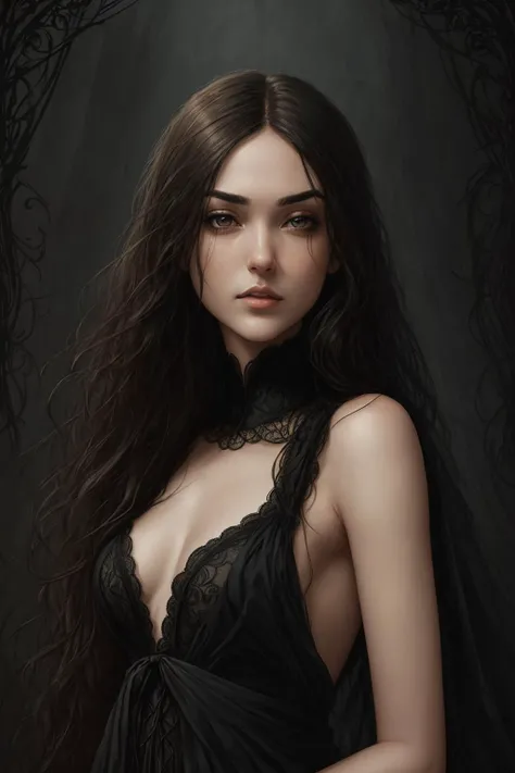 Create an [Comic book Luis Royo art style] with [detailed linework], [dynamic shading], and [rich colors]. The character have [full body], [expressive facial features] and [fluid body movements], with close attention paid to [costume design] and [background details]. The art style should capture the [dark atmosphere] of the image. Create an [ultra-realistic], [high-resolution] [painting] [portrait:1.2] of [weeping] [young woman] named [koh_sashagrey] a beautiful [Widow] she is [posing for a victorian painting]. She has [heart-shaped] face. Her face is [delicately proportioned]. Her lips are full.  Her [neck-length], [black wavy and curly hair] cascading [loosely] to the length of her shoulders. Her [green eyes] with [black eyeliner] and [smokey eye shadow] with long, full eyelashes that add to her feminine charm.  She wears a [lace widow veil] and [long black dress] (fabric with intricate pattern:1.2), that accentuates her [slim petite body], paired with [knee high boots] that provide both style and function. Her left hand holds a [black rose]. The image should showcase [visible skin pores] that add to the realism. Her [imperfect, uneven, and irregular skin] should be depicted with [specular reflection], [subsurface scattering], and [diffuse reflection], capturing the [fair skin tone] The image should be captured in [natural light], with [soft shadows] that highlight her. The colors should be [RAW] and [vibrant], showcasing the [tragic] elements of the character, while remaining grounded in a sense of [realism]. Aim for a [photorealistic] portrayal that captures the [essence] of her character, from her [tragic demeanor] to her [captivating beauty]. The image should have [intricate details], capturing every nuance of her form. The overall mood of the image should be [victorian], [ghotic] with a sense of [melancholy] and [loneliness]