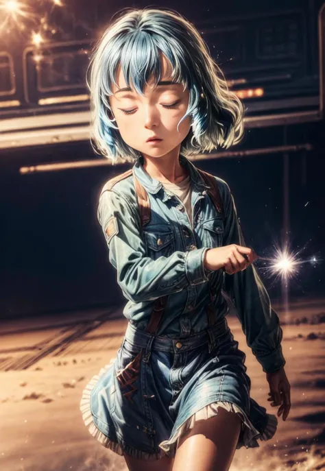 (masterpiece, top quality, best quality, official art, beautiful and aesthetic:1.4, photorealistic:1,4, ), cute:1.4, <lora:more_details:0.8>, 1girl,
<lora:HinaR4:0.8>, blue hair, blue eyes, HinaR4,
lightning ,(hologram:1.4),(swirling:1.1) , wind, strong wind, windy hair, eyes closed, transformation scene, dance pose,<lora:PAseerCosmicNebulae:0.7>, cosmic, star, nebulae, galaxy,