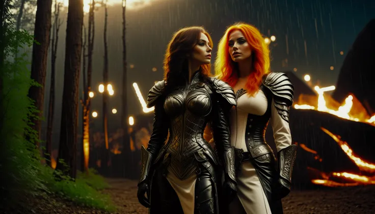 (high budget Hollywood film:1.2),(cinematic film still portrait of )
full body portrait of two caldari mercenary white armour with large red, orange and yellow feather angel wings, athletic build, glowing light from behind, floating in heavy rain, (((sexy pose))), lightning flash, Stormy night, all white leather and lace pants, all white leather and lace corset, long jacket with hood, white thigh high boots, large boobs, perfect round black iris, surreal biomechanical, dreamlike atmosphere, ferrofluid, ultra detail, perfect composition, alcohol ink, rich colors, beautiful colors, symmetrical, beautiful lighting, reflections, filigree, masterpiece, amazing, beautiful, gothic, nightmarish, grotesque, fantasy gothic, fragmented partscubes, embroidery designe, calligraphy inks, surrealist atmosphere, digital structures creates, tribal culture, complex and inspirational designs, high detail, detailed cosmic background,
, raw, 8k UHD, dslr,,visible skin hair, (one very very small skin blemishes:0.7), (natural skin imperfections:0.7),(very small skin pores:0.7)
