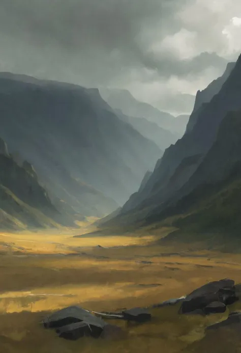 score_9, score_8_up, score_7_up, score_6_up
a painterly illustration of a giant valley, bad weather, gloomy, grey sky, golden sunrays through the clouds, dead grass, mountains
((Valley, sunrays, forest on the edge, dark woods surround, , mountains, river, grey, gloomy, cloudy))
<lora:add-detail-xl:1>