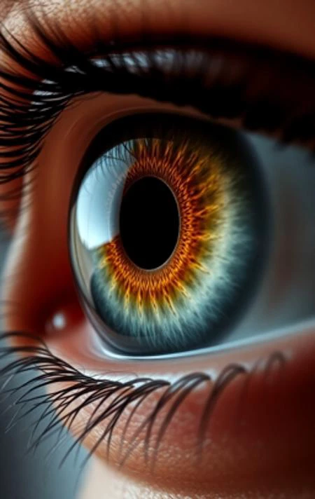 A hyperrealistic digital painting of a human eye, extreme detail, macro lens