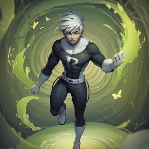 ((masterpiece, best quality)),(complex light),1boy, full body,solo, danny phantom, white hair, <lora:danny_phantom2-10_1+2:0.6>,white gloves, standing,