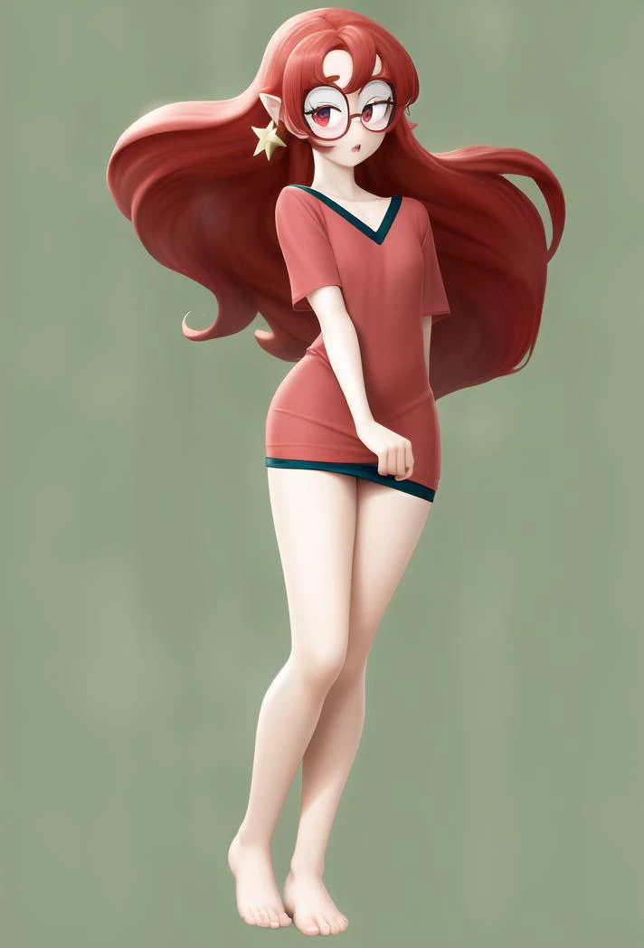 masterpiece, best quality, high resolution, cartoon, Oceanbird(DL) <lora:Oceanbird(DL):0.7>, pale skin, glasses, red long hair, slim, tall, flower miniskirt, upskirt, hippy shirt, star earrings, barefoot, slim, tall, nsfw, smoking, weed imagery, groovy background, cleft of venus, pubic hair:1.2, full body, character focus <lora:add_detail:0.5> <lora:aki-puffy-only-epoch-000002:0.3>