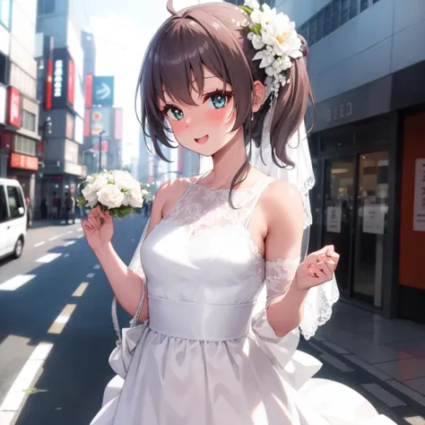 girl wearing wedding dress in tokyo <lyco:KitsuneAi-Matsuri-LoCon32V1-000010:1>