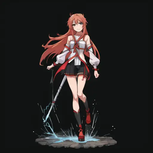 Asuna Yuuki, (Swort Art Online), casual clothes, rain, flashes of lightning, relax, (8k)