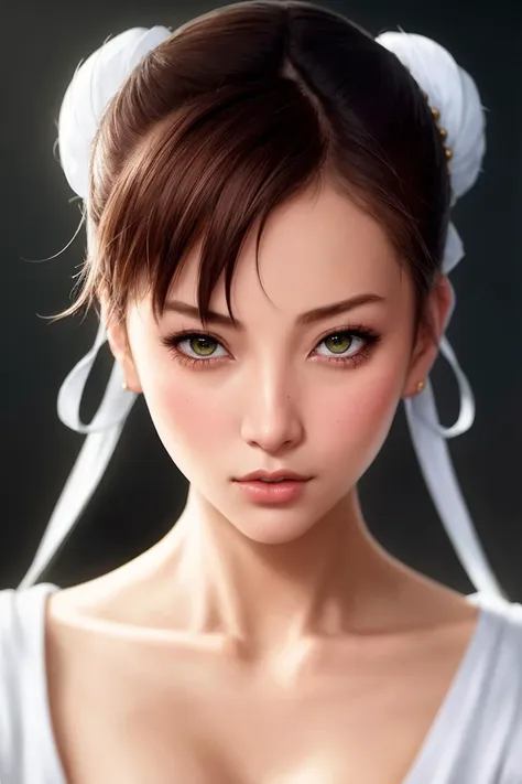 A beautiful girl,masterpiece, best quality, (chun-li:1.2), brown eyes,modelshoot style, (extremely detailed CG unity 8k wallpaper),photorealistic painting by Ed Blinkey, Atey Ghailan, Studio Ghibli, by Jeremy Mann, Greg Manchess, Antonio Moro, trending on ArtStation, trending on CGSociety, Intricate, High Detail, Sharp focus, dramatic, photorealistic painting art by midjourney and greg rutkowski