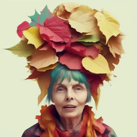 ohwx woman wearing crumpled paper and leaves, by Alberto Seveso, Afarin Sajedi <lora:test1-000180:1.3>
