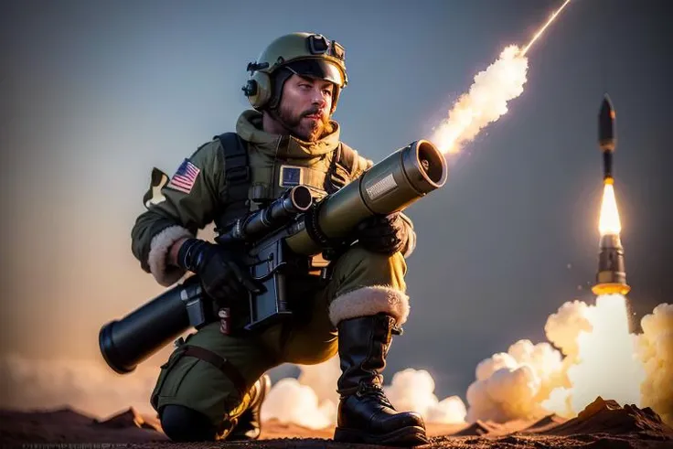 ((masterpiece)) ((high quality)) rocket launcher, absurdres, digital art, <lora:Carl_Gustaf_84mm_vng:0.8>,