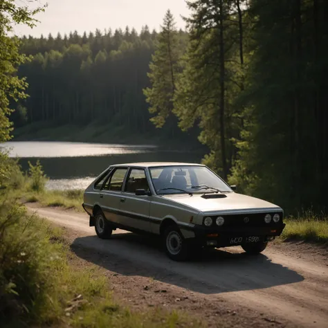 professional 3d model cinematic film still cinematic photo 80s polish hatchback car, parked in the forest on a sunny day, trees and a lake visible in the background  epic still shoot <lora:add-detail-xl:1>  <lora:80s polish hatchback car:1> . 35mm photograph, film, bokeh, professional, 4k, highly detailed . shallow depth of field, vignette, highly detailed, high budget Hollywood movie, bokeh, cinemascope, moody, epic, gorgeous, film grain, grainy . octane render, highly detailed, volumetric, dramatic lighting