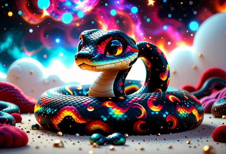 payment,depth of field, 50mm, 8k, standing against white wall,(chibi art style:1.1),pillows,a mesmerizing nebula of swirling colors and cosmic elements,uniovulate,(3D CGI),adorned with black scales featuring intricate red and gold patterning. The snake should have colorful,(fluffy cheeks:0.7),Best quality, high resolution, hyper-detailed, seaside magic.,(burning city background:1.2)