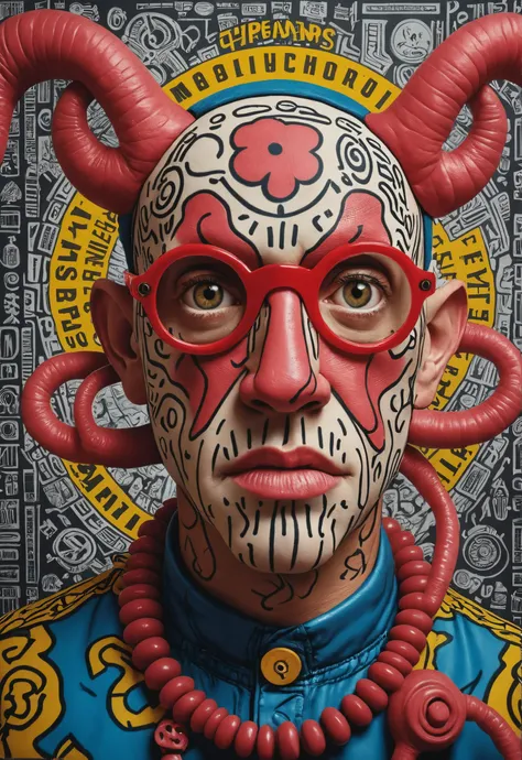 photography in the style of detailed hyperrealism ,fantasy, Keith Haring,Afarin Sajedi,Irving Penn ,Greg Capullo,Butcher Billy, hyper detailed,creature,intricate, AES+F,poster,artstation <lora:add-detail-xl:0.5>