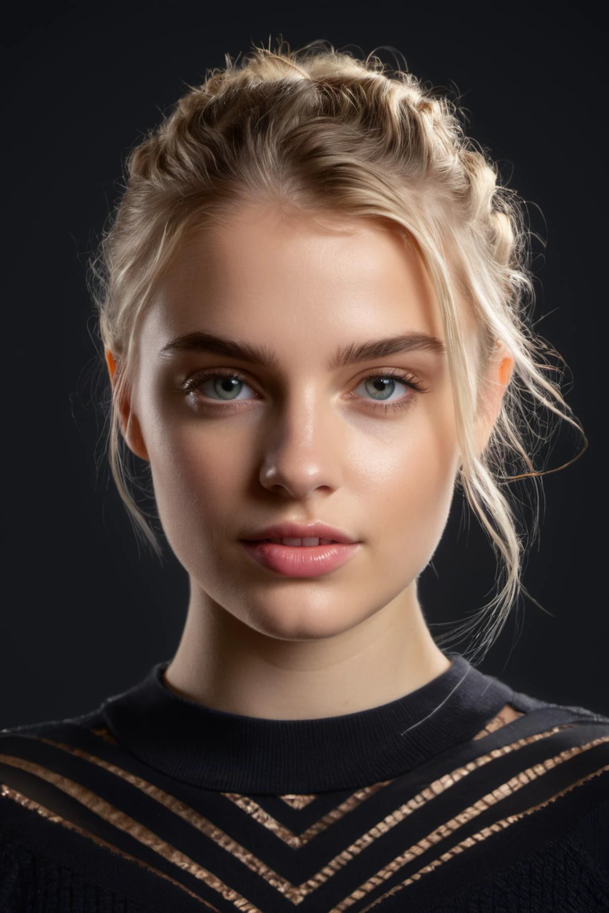 <comment:SUBJECT:0>
blonde tiktok portrait, 20 years old, glamor shot, with long blonde hair, dimples, a portrait, inspired by marie-gabrielle capet, joey king,
<comment:DESCRIPTOR:0>
buttons, black sweater,
<comment:MEDIA:0>
transparencies, unreal engine, cinematic, color grading, portrait photography, shot on 22mm lens, ultra-wide angle, depth of field, hyper-detailed, beautifully color-coded, insane details, intricate details, beautifully color graded, unreal engine, cinematic, color grading, editorial photography, photography, photoshoot, ray tracing global illumination, shot on 22mm lens, depth of field, dof, tilt blur, shutter speed 1/1000, f/22, white balance, 32k, super-resolution, megapixel, prophoto rgb, vr, lonely, good, massive, halfrear lighting, backlight, natural lighting, incandescent, optical fiber, moody lighting, cinematic lighting, studio lighting, soft lighting, volumetric, contre-jour, beautiful lighting, accent lighting, global illumination, screen space global illumination, optics, scattering, glowing, shadows, rough, shimmering, ray tracing reflections, lumen reflections, screen space reflections, diffraction grading, chromatic aberration, gb displacement, scan lines, ray traced, ray tracing ambient occlusion, anti-aliasing, shaders, opengl-shaders, glsl-shaders, post processing, post-production, cel shading, tone mapping, cgi, vfx, sfx, insanely detailed
<comment:WEBSITE_ARTIST:0>
trending on cg society, shot by Don McCullin,
<comment:LORAs:0>
<comment:EMBEDDINGS:0>