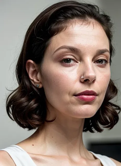 close up portrait of sks woman , by Flora Borsi, style by Flora Borsi, bold, bright colours, ((Flora Borsi)), by Gregory Crewdson, <lora:lora-small-ashley-judd-v1:1>