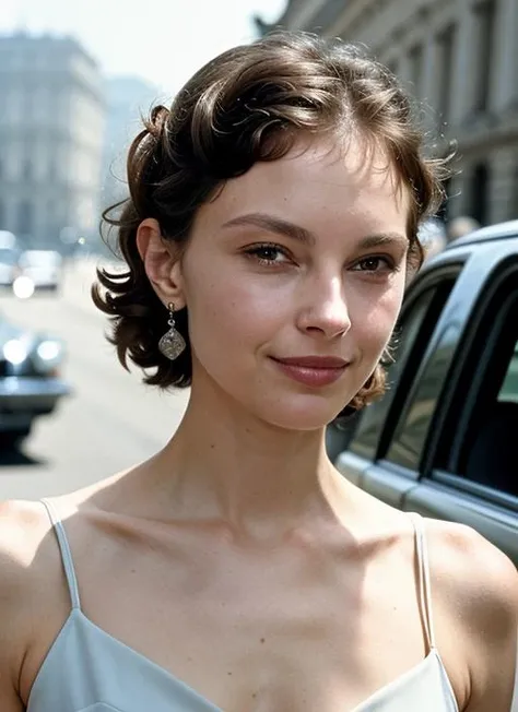 A stunning intricate color close up portrait of (sks woman:1) , wearing Wrap dress, epic character composition, sharp focus, natural lighting, subsurface scattering, f2, 35mm, film grain, , by Henri Cartier-Bresson, <lora:lora-small-ashley-judd-v1:1>