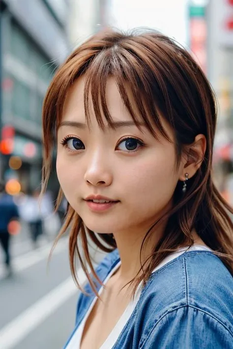 RAW close-up portrait photo, AbeNatsumi in busy Tokyo street, fcDetailPortrait
