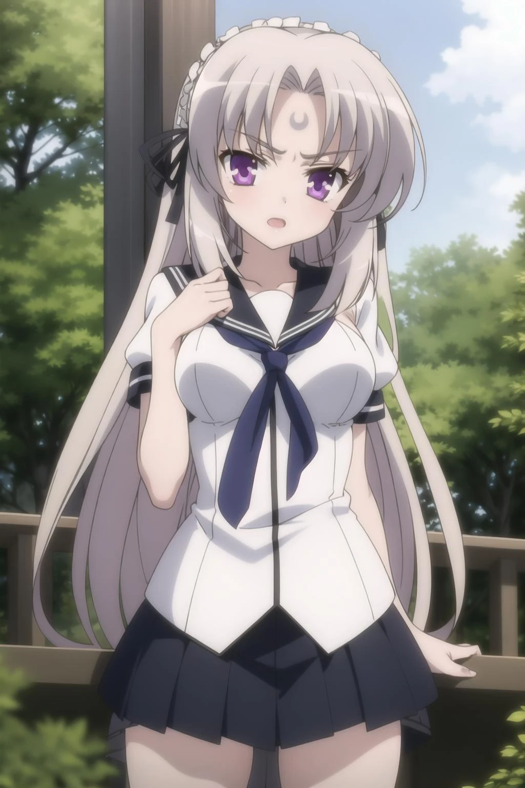 Kuesu Jinguji_multimerge,1girl, solo, school_uniform, skirt, tie, schooluniform, serafuku