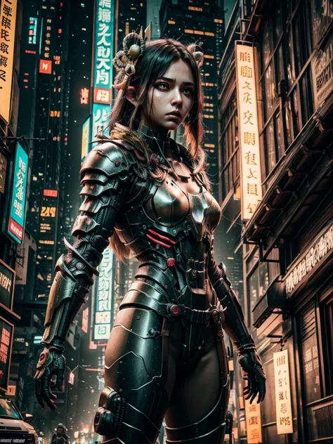 8k UHD, Photo by Nikon camera, masterpiece, (<lora:hinoa:1> hinoa, Miko_clothes), watching viewer, young, female, 8k unreal engine render, tech armor, technological city full of neons, action shot, detailed eyes, very vivid lighting, detailed, (vibrant, photo realistic, realistic, dramatic, dark, sharp focus), <lora:Cyberpunk_style:1> Cyberpunk Style,  <lora:add_detail:0.8>, <lora:hotarublurbk_v100:-1>