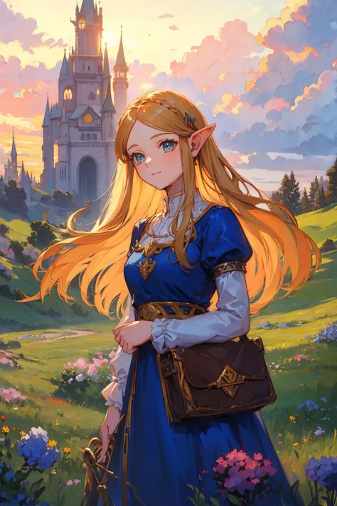 <lora:princess_zelda:0.5>,(masterpiece:1.2, best quality),colorful,princess zelda,1girl, upper body,meadow, castle, medieval