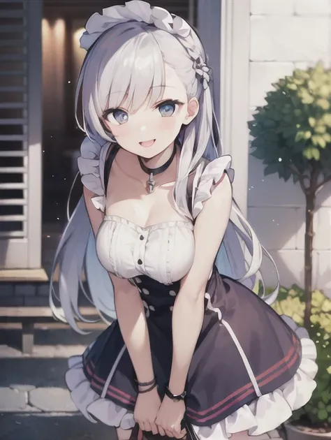 <lora:al_belfast_costume:0.8> belfast, 1girl, standing, outside, smile, best quality, masterpiece