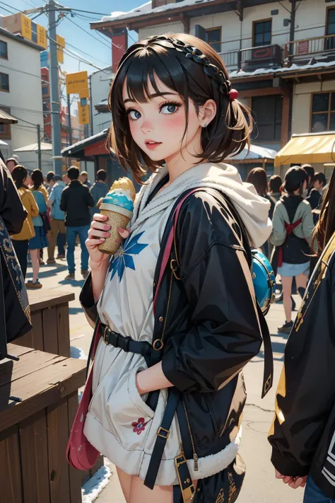 1girl, (designed by Joe Bennett:1.0) , detailed Painting, highly detailed, top-down view of a [Candid|Trendy] Terrible [Skater|Aborigine] ([Workshop|Shrine]:1.3) , it is covered in Soot, it is anthropomorphic reimagined as a Blizzard Entertainment game character, at Satin ice cream stand, crowded street with Banyan, Winter, Panorama, Visual novel, Dark, kalighat, Dramatic spotlight, F/14, Muted Colors, Kintsugi, full of Neutral, 64K, extremely beautiful, feminine
