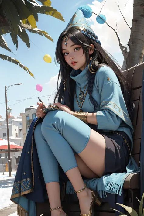 1girl, (symbolism art by Magnus Enckell:1.3) , fantasy Water color painting, lovely, Street level shot of a stout traditional [Sci-fi:Modern:12] ([Treebeard|Golem]:1.3) , she is very divisionism and Futuristic, she is wearing party hat, balloons, confetti, party, she is feeling very happy, glinting eyes as a Train conductor, she is wearing her Balaclava, The Balaclava is deep blue and is detailed with bits of Gold, her hair is traditional Bahamian and styled as Quiff, Treebeard has a Abominable traditional Classical dark blue Beauty Marks, Anklet and Empty Eyes, fall space with Birch, at Dusk, shallow depth of field, Rough sketch, Fantasy, Nintencore, Cold Lighting, Selective focus, Colorful, Temari, cinematic, perfect skin, detailed skin, trending on artstation, award winning