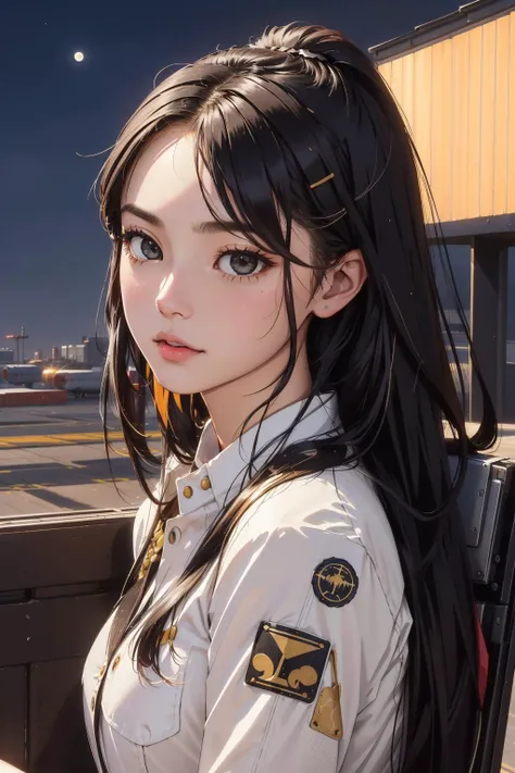 1girl, [ (by Paul Hedley:1.0) : (Thomas Cole:1.2) :18], detailed Digital painting, elegant, zoomed out of a Contemplative Monstrous strong Hong Konger (Female Air traffic controller:1.3) , her hair is Pretty and styled as Man bun, Sagebrush background, Serene reeds and nature, Moon in the night, Sharp and in focus, Evil, Methaphysical painting, Bloom light, pinhole lens, Lomography, dark white dust particles, leopard print and Amaranth details, realistic attractive face, highly detailed face, Pixabay, Highres