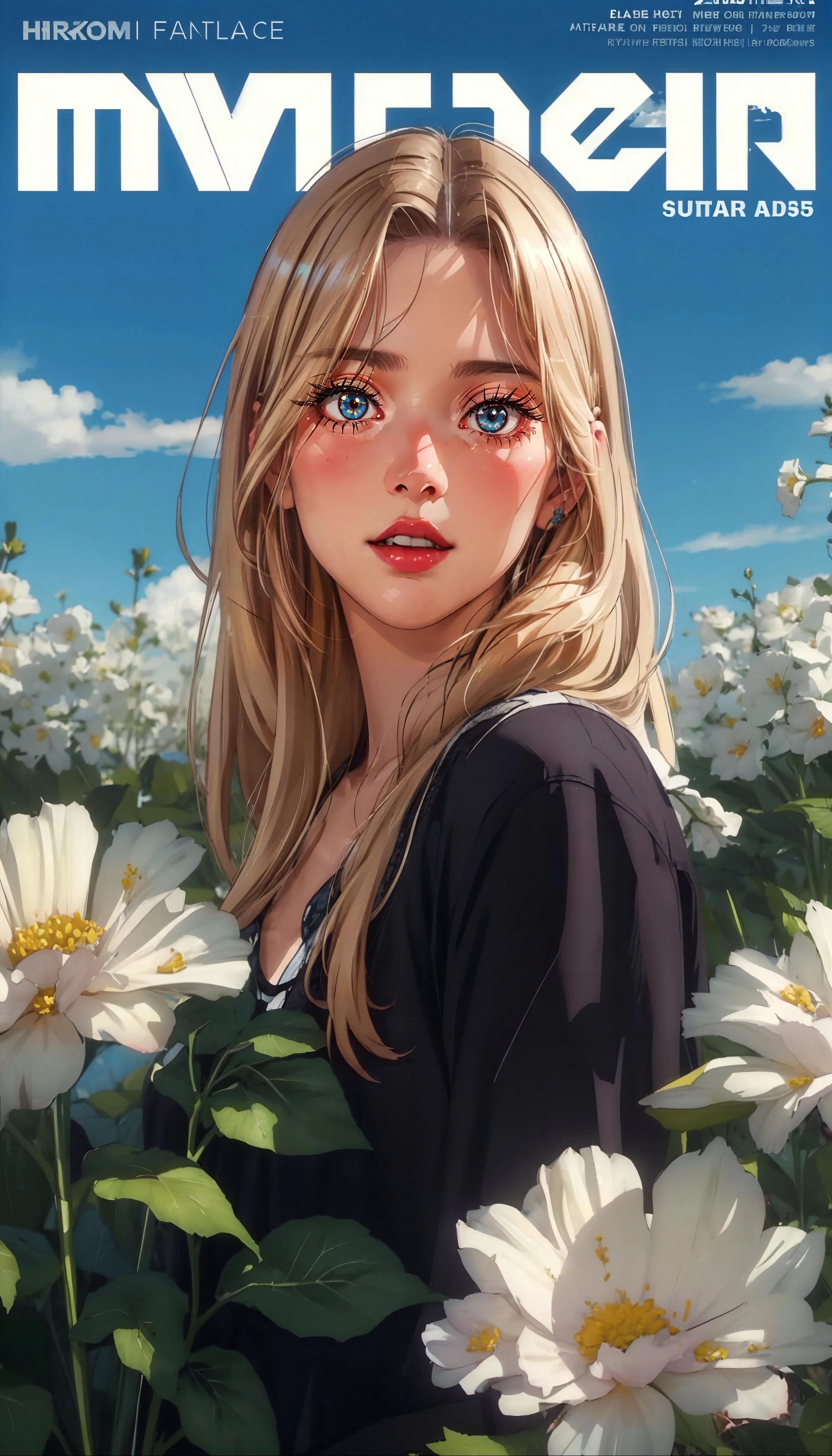 beautiful_backgrounds ADDCOMM
(masterpiece, realistic:1.3), (extremely intricate:1.2), (photorealistic:1.4), (extremely delicate), (ultra realistic:1.3), hyperrealistic photography, extremely detailed, 8k resolution, UHD, HDR, RAW photo, dslr, realistic LUT, cinematic LUT, (best quality:1.3), absurdres ADDBASE
extremely detailed magazine cover-style digital painting, (magazine cover-style:1.3), adding a touch of fantasy to the scene, the text on the cover should be bold and attention-grabbing, with the title of the magazine and a catchy headline, the overall style should be modern and trendy, with a focus on fashion and fantasy, helvetica-bold,
ADDROW,
<lora:ownwaifu_butaHimesama_illena_v10:1>, Dress_illena_ButaHimesama_ownwaifu, blonde hair