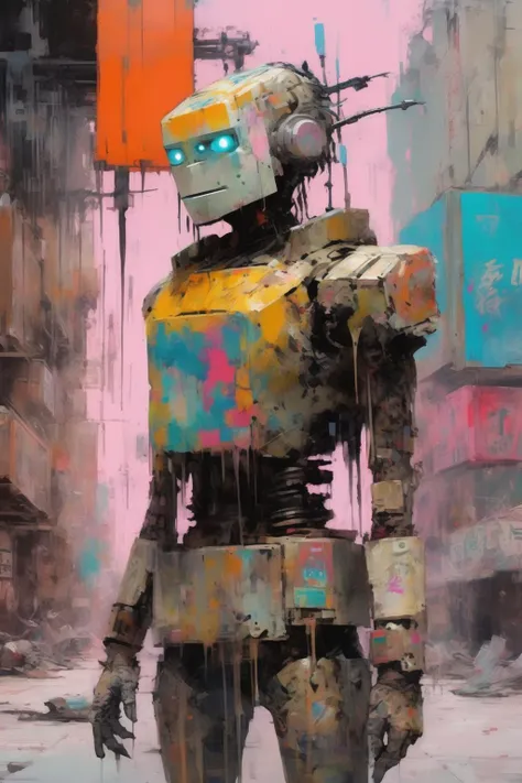 masterpiece,best quality,a futuristic cyborg covered in hoses and tubes,full color, chalk,art by chalk sketch,<lora:ChalkSketchXL:1>